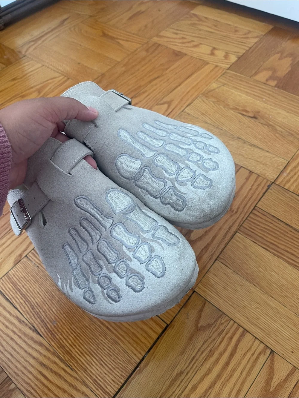 Octavious Marks Clog in Light Gray with Skeleton Print